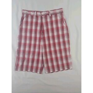 LINEA UOMO  Shorts Men 34 Red & White Plaid Preppy